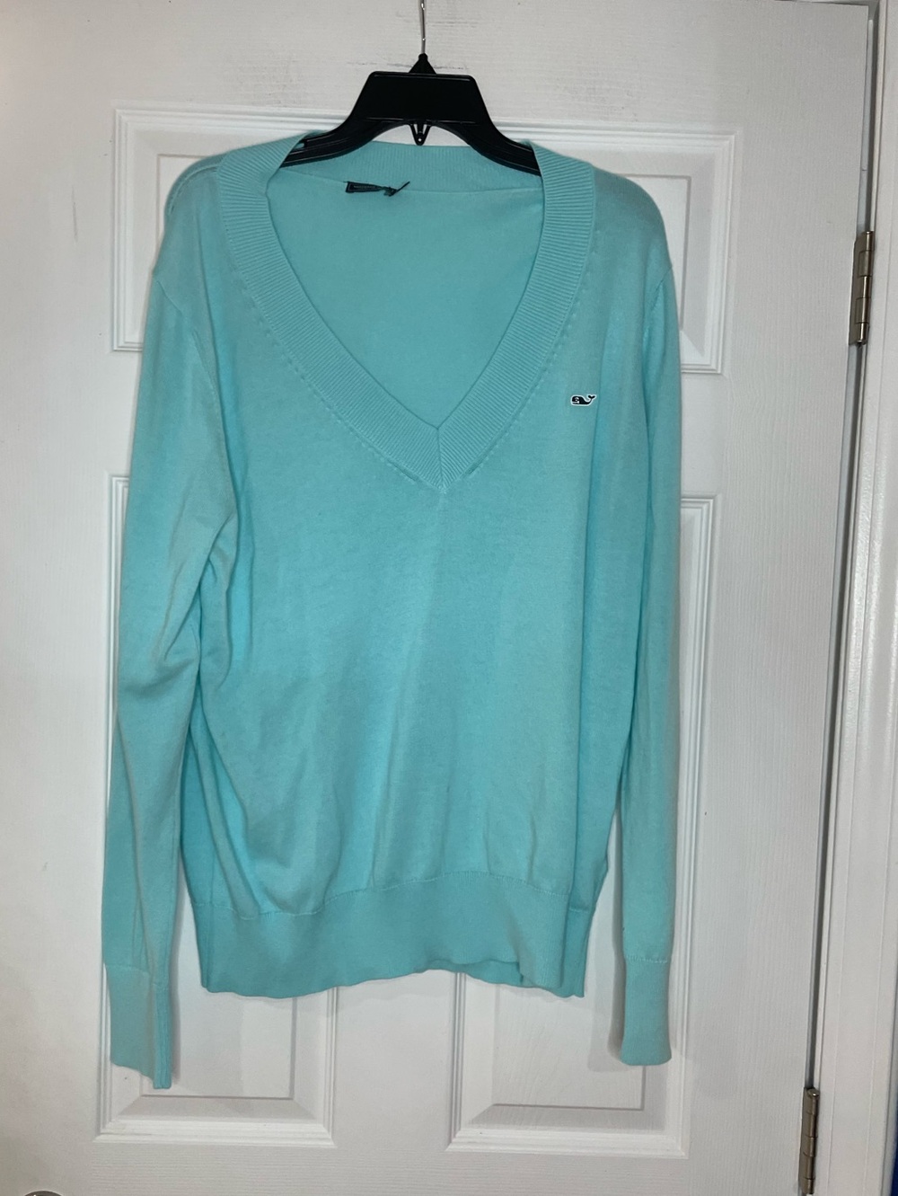 Vineyard Vines teal cotton deep V-neck pullover sweater- XL